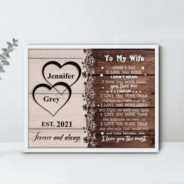 Personalized Romantic Sayings Couple Poster - Gift Idea For Wife From Husband - I Love You The Most