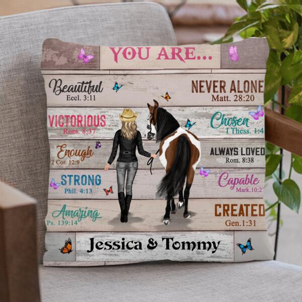 Personalized Christian You're Beautiful Horse Girl Pillow Cover/Quilt/Fleece Blanket - Gift Idea For Horse Lover
