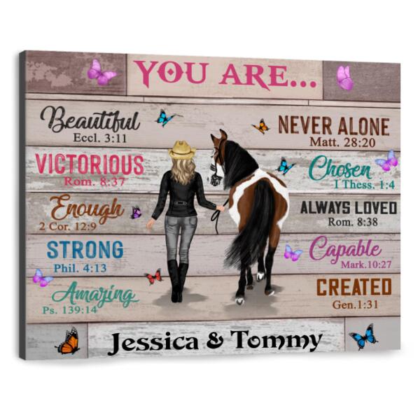 Personalized Christian You're Beautiful Horse Girl Canvas - Gift Idea For Horse Lover