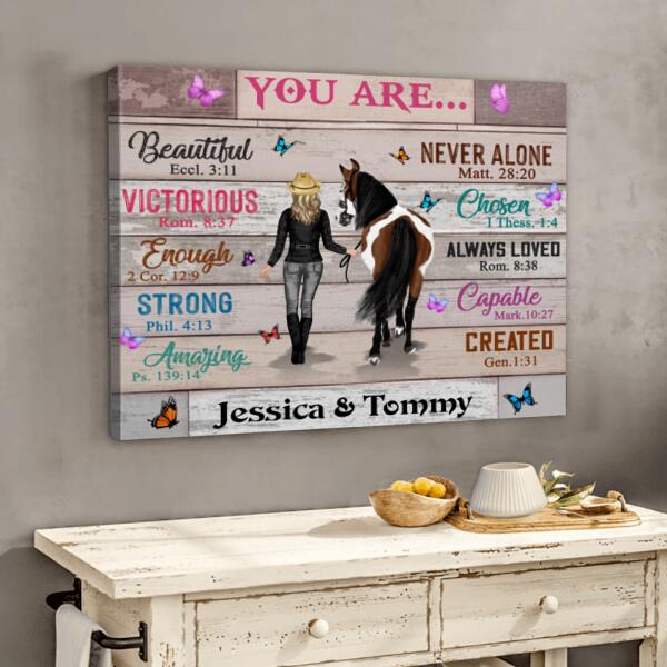 Personalized Christian You're Beautiful Horse Girl Canvas - Gift Idea For Horse Lover