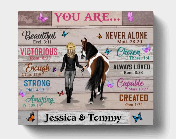 Personalized Christian You're Beautiful Horse Girl Canvas - Gift Idea For Horse Lover