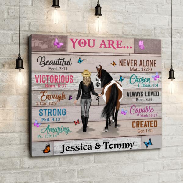 Personalized Christian You're Beautiful Horse Girl Canvas - Gift Idea For Horse Lover