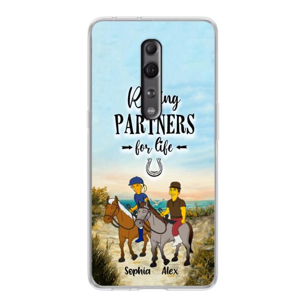 Custom Personalized Horseback Riding Cartoon Portrait From Photo Phone Case - Gift Idea For Couple/ Riding Lover - Case For Xiaomi, Oppo And Huawei