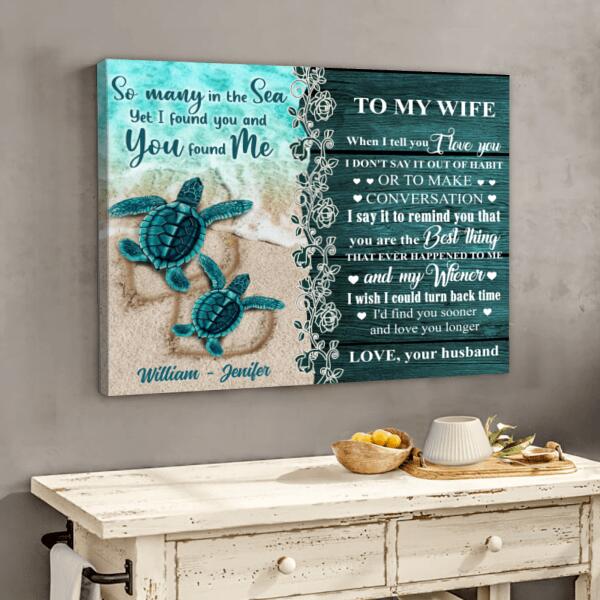 Personalized Sea Turtle Couple Canvas - Best Gift For Couple/Valentine's Day - So Many In The Sea Yet I Found You And You Found Me