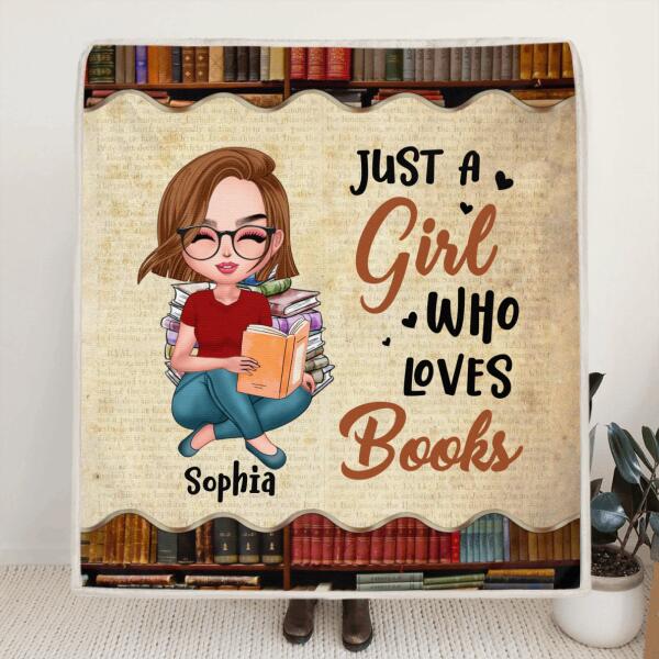 Personalized Just A Girl Who Loves Books Pillow Cover/Quilt/Fleece Blanket - Gift Idea For Books Lover