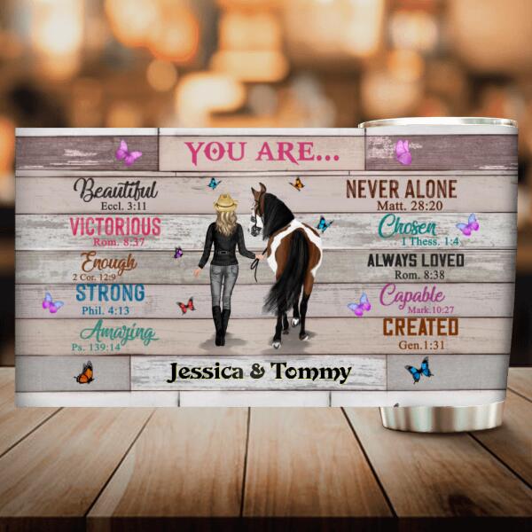 Personalized Christian You're Beautiful Horse Girl Tumbler - Gift Idea For Horse Lover