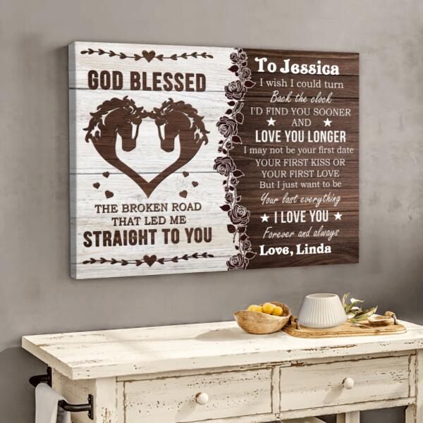 Personalized Horse Canvas - Best Gift For Horse Lovers - God Blessed The Broken Road That Led Me Straight To You