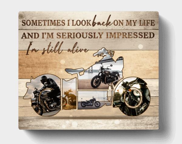 Personalized Motorcycle Canvas - Best Gift For Motorcycle Lovers - Sometimes I Look Back On My Life