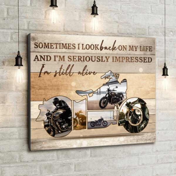 Personalized Motorcycle Canvas - Best Gift For Motorcycle Lovers - Sometimes I Look Back On My Life