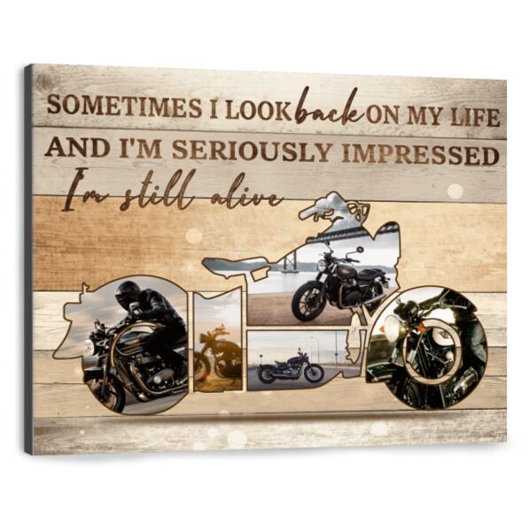 Personalized Motorcycle Canvas - Best Gift For Motorcycle Lovers - Sometimes I Look Back On My Life