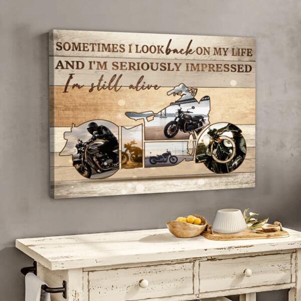 Personalized Motorcycle Canvas - Best Gift For Motorcycle Lovers - Sometimes I Look Back On My Life