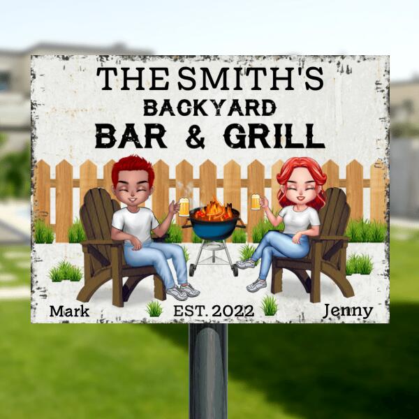 Personalized Patio Metal Sign - Best Gift For Couple - Backyard Bar & Grill