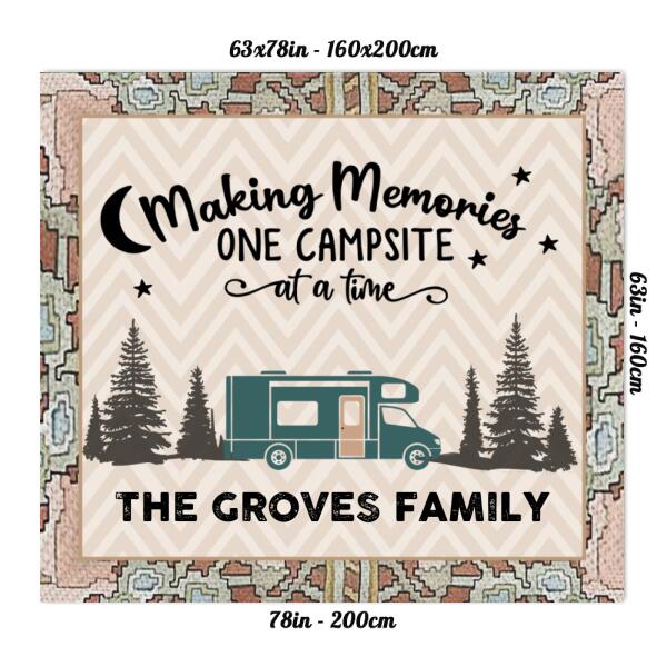 Personalized Camping Rug - Best Gift For Camping Lover - Making Memories One Campsite At A Time