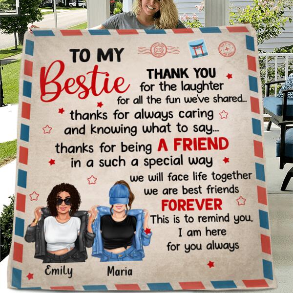 Personalized To My Bestie Quilt/Fleece Blanket - Gift Idea For Friends - We Are Best Friends Forever