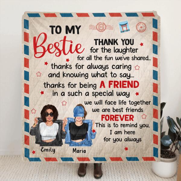 Personalized To My Bestie Quilt/Fleece Blanket - Gift Idea For Friends - We Are Best Friends Forever