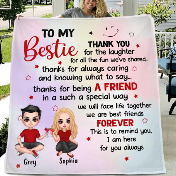 Personalized To My Bestie Quilt/Fleece Blanket - Gift Idea For Friends - We Are Best Friends Forever