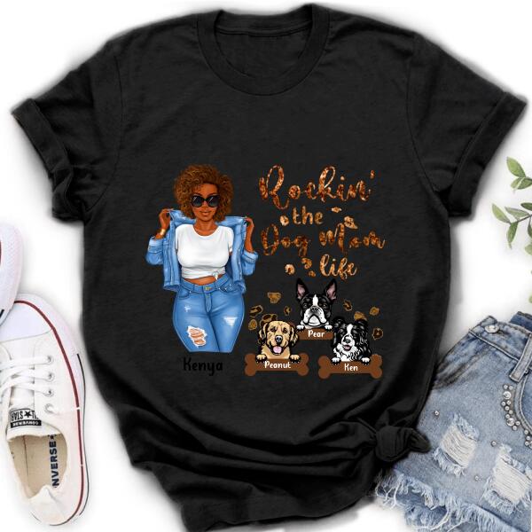 Personalized Dog Mom T-Shirt - Up to 3 Dogs - Rockin' The Dog mom Life