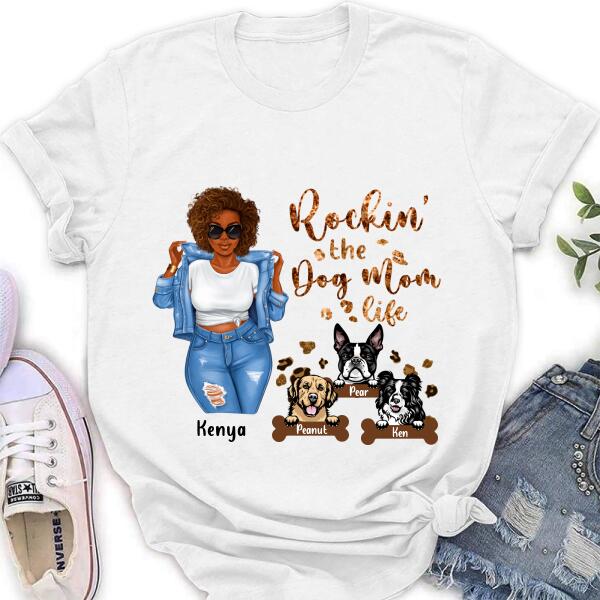 Personalized Dog Mom T-Shirt - Up to 3 Dogs - Rockin' The Dog mom Life