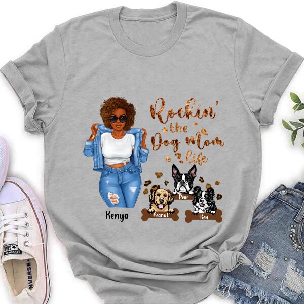 Personalized Dog Mom T-Shirt - Up to 3 Dogs - Rockin' The Dog mom Life
