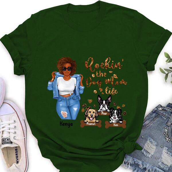 Personalized Dog Mom T-Shirt - Up to 3 Dogs - Rockin' The Dog mom Life
