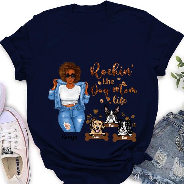 Personalized Dog Mom T-Shirt - Up to 3 Dogs - Rockin' The Dog mom Life