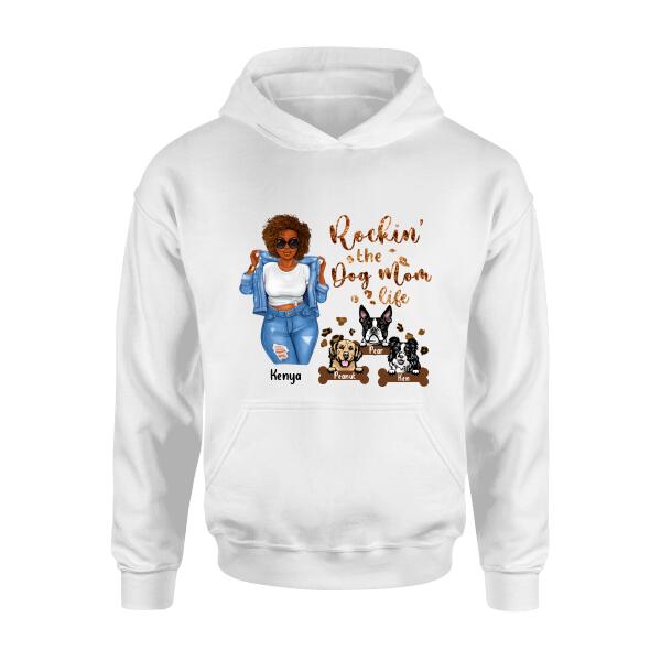 Personalized Dog Mom T-Shirt - Up to 3 Dogs - Rockin' The Dog mom Life
