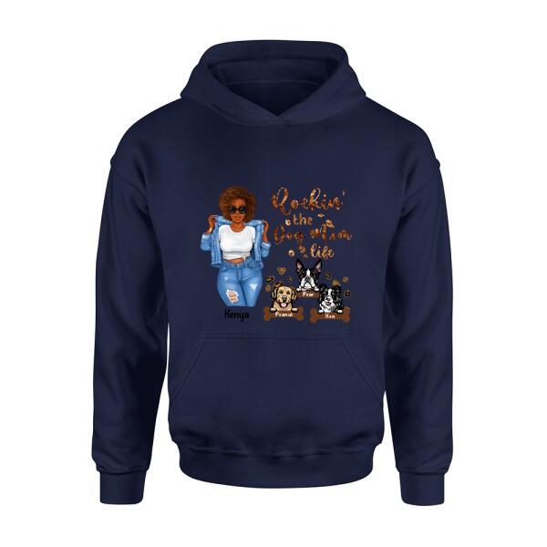 Personalized Dog Mom T-Shirt - Up to 3 Dogs - Rockin' The Dog mom Life