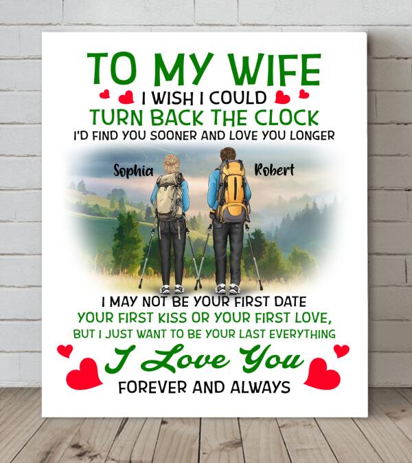 Personalized Hiking Couple Vertical Canvas - Gift For Hiking Couple - I'd Find You Sooner And Love You Longer
