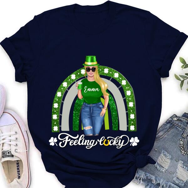 Personalized Irish Girl Unisex T-shirt/Sweatshirt/Hoodie - Gift Idea For St Patrick's Day - Feeling Lucky