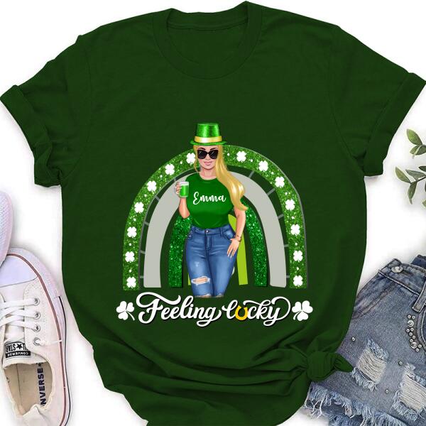 Personalized Irish Girl Unisex T-shirt/Sweatshirt/Hoodie - Gift Idea For St Patrick's Day - Feeling Lucky