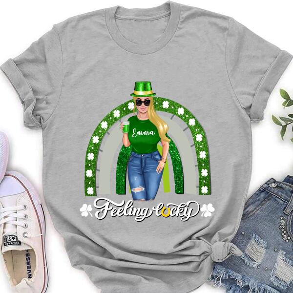Personalized Irish Girl Unisex T-shirt/Sweatshirt/Hoodie - Gift Idea For St Patrick's Day - Feeling Lucky