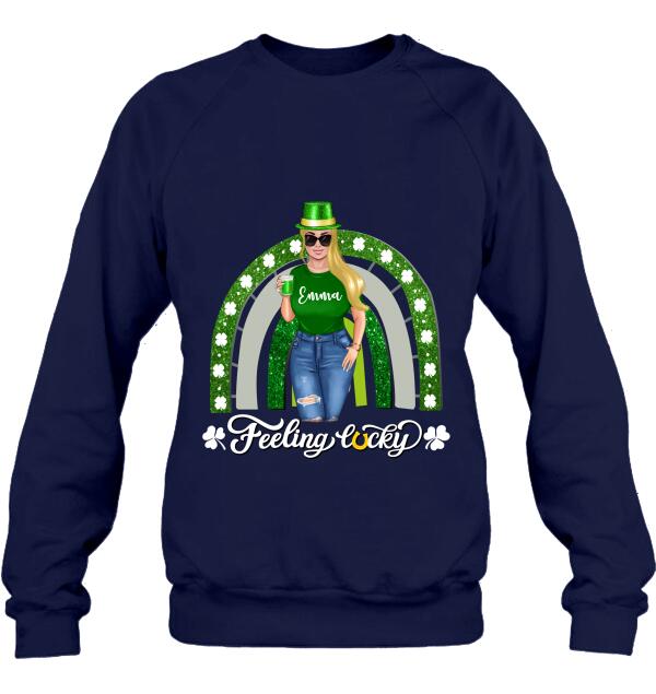 Personalized Irish Girl Unisex T-shirt/Sweatshirt/Hoodie - Gift Idea For St Patrick's Day - Feeling Lucky