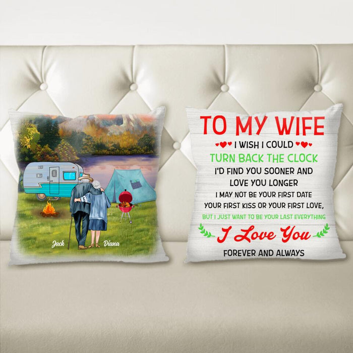 Personalized Old Couple Fleece Blanket/Quilt/Pillow Cover - Best Gift Idea For Grandparents/Couple - To My Wife I Wish I Could  Turn Back The Clock