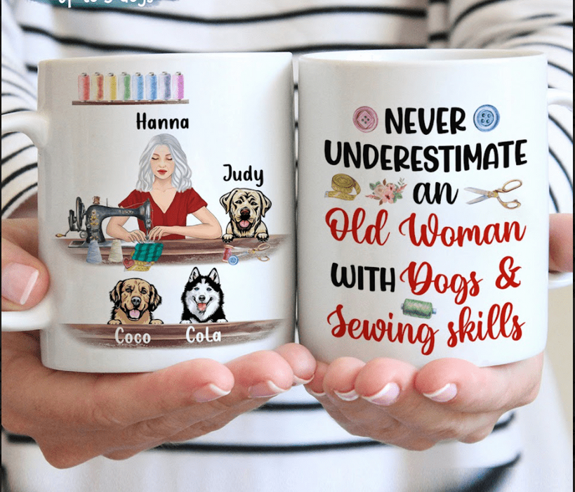Personalized Sewing Coffee Mug - Gift For Sewing Lovers with up to 5 Pets - Sewing Mends The Soul