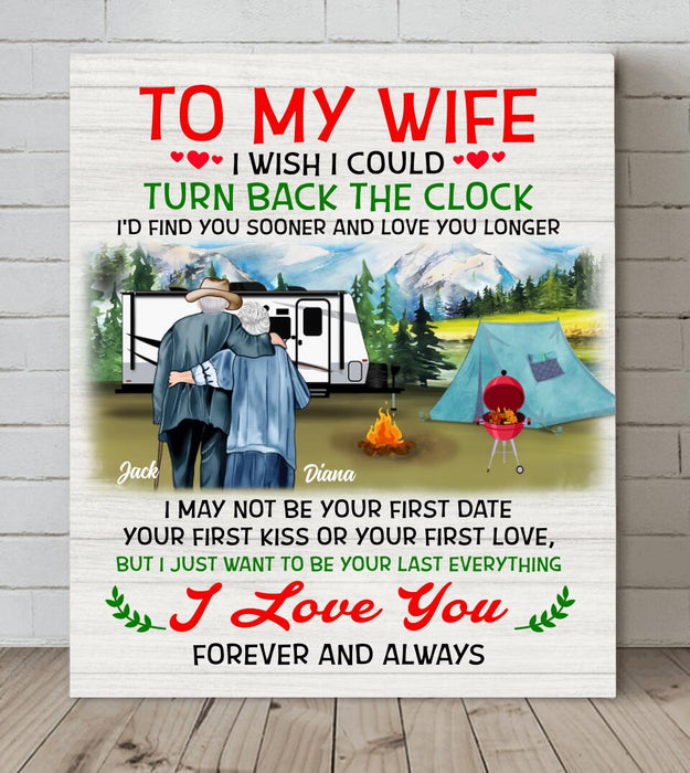 Personalized Old Couple Canvas - Best Gift Idea For Grandparents/Couple - To My Wife I Wish I Could  Turn Back The Clock