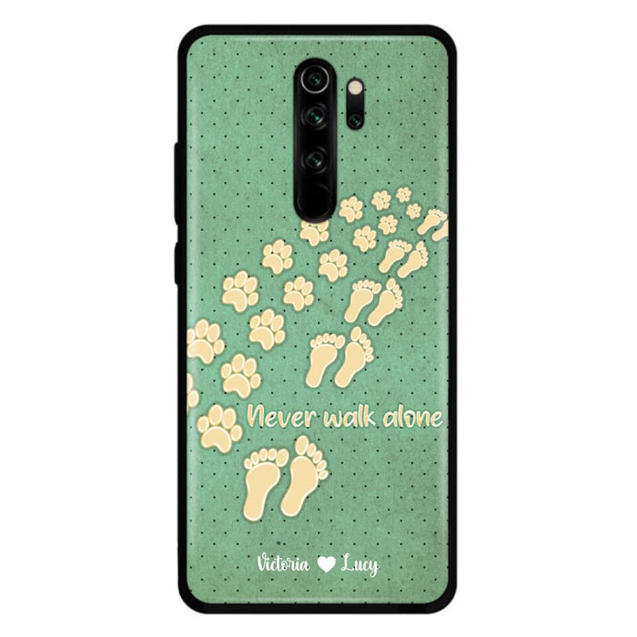 Personalized Dogs's Paws Phone Case - Best Gift Idea For Dog Lovers With Up to 3 Dogs's Paws - Never Walk ALone - Case For iPhone, Samsung And Xiaomi