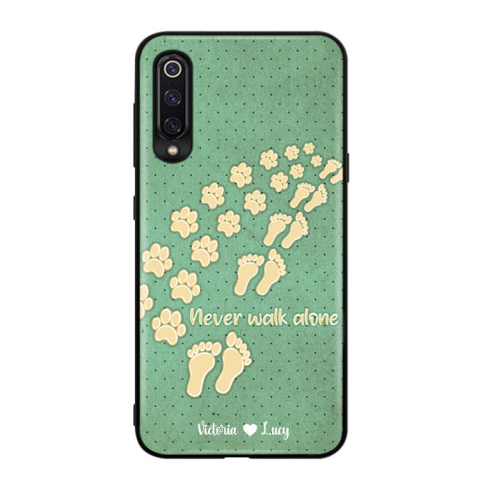 Personalized Dogs's Paws Phone Case - Best Gift Idea For Dog Lovers With Up to 3 Dogs's Paws - Never Walk ALone - Case For iPhone, Samsung And Xiaomi
