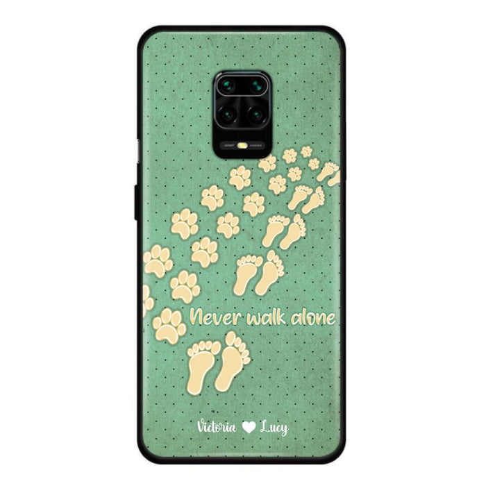 Personalized Dogs's Paws Phone Case - Best Gift Idea For Dog Lovers With Up to 3 Dogs's Paws - Never Walk ALone - Case For iPhone, Samsung And Xiaomi