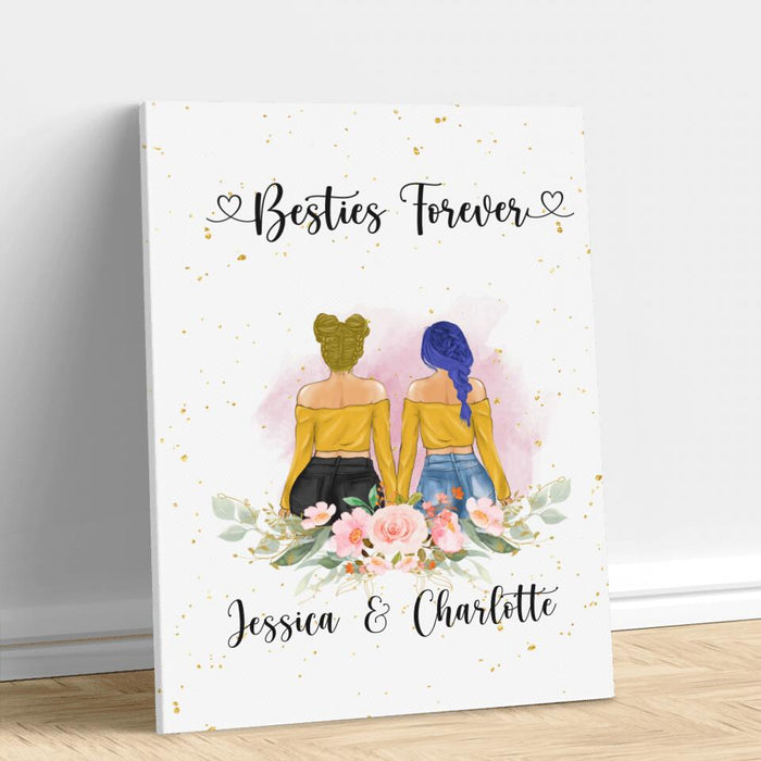 Personalized Best Friends Vertical Canvas - Gift For Best Friends - Besties Are We and Forever We Will Be