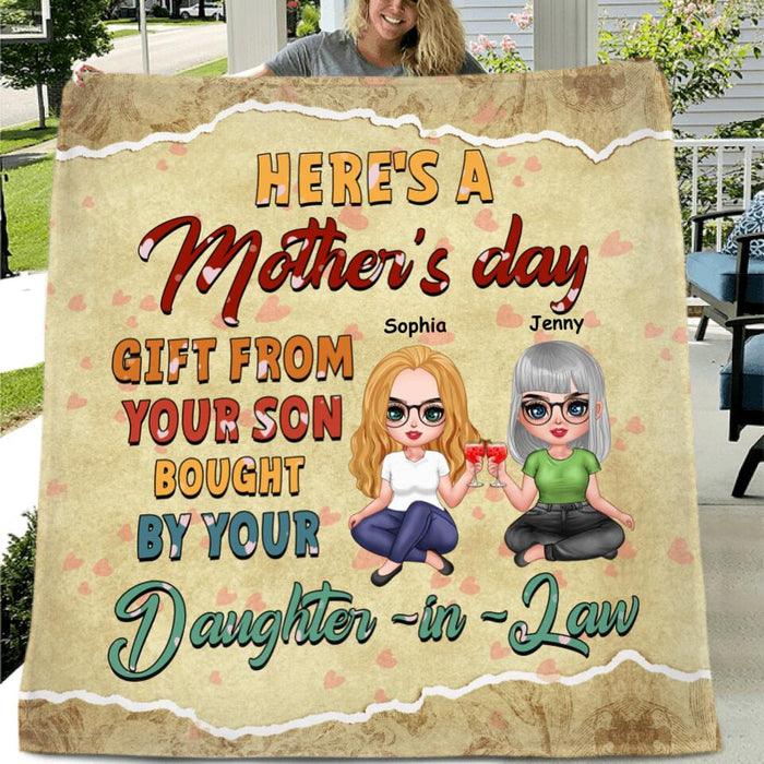Personalized Mother & Daughter-In-Law Fleece Throw Blanket/Quilt - Mother's Days Gift From Your Son Bought By Your Daughter In Law