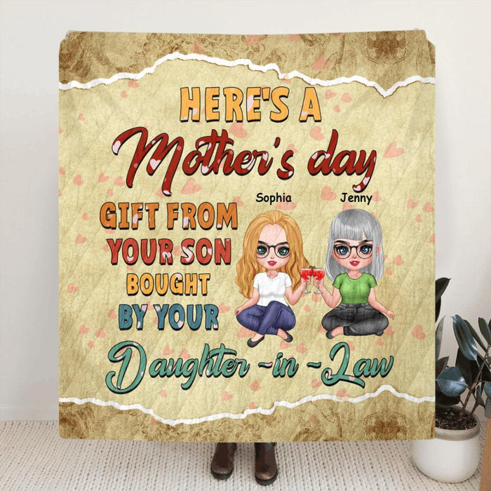 Personalized Mother & Daughter-In-Law Fleece Throw Blanket/Quilt - Mother's Days Gift From Your Son Bought By Your Daughter In Law
