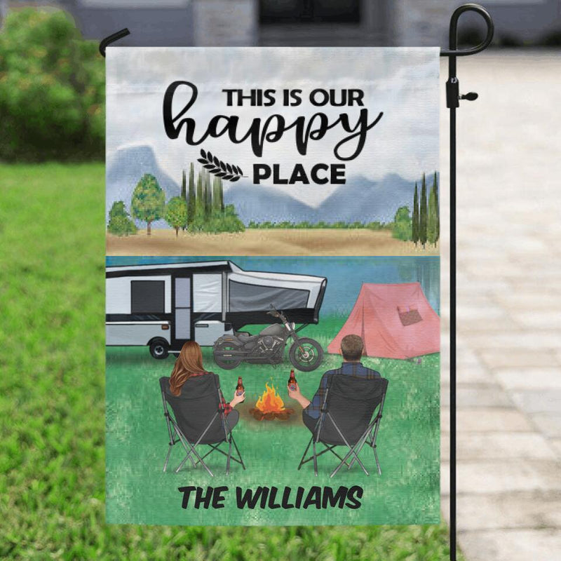Personalized Camping Flag - Best Gift For Camping Lovers - Single Parent/Up to 4 Kids & 2 Pets
