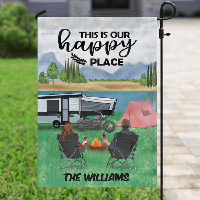 Personalized Camping Flag - Best Gift For Camping Lovers - Single Parent/Up to 4 Kids & 2 Pets