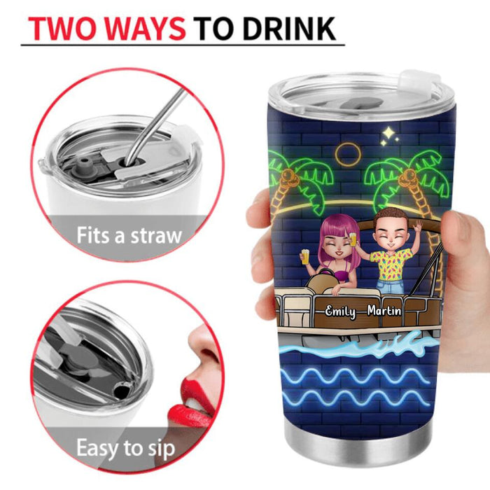 Personalized Pontoon Friends Tumbler - Up to 4 People - Gift Idea For Friends - There Are Two Absolutes In Life Pontoon Friends And Alcohol