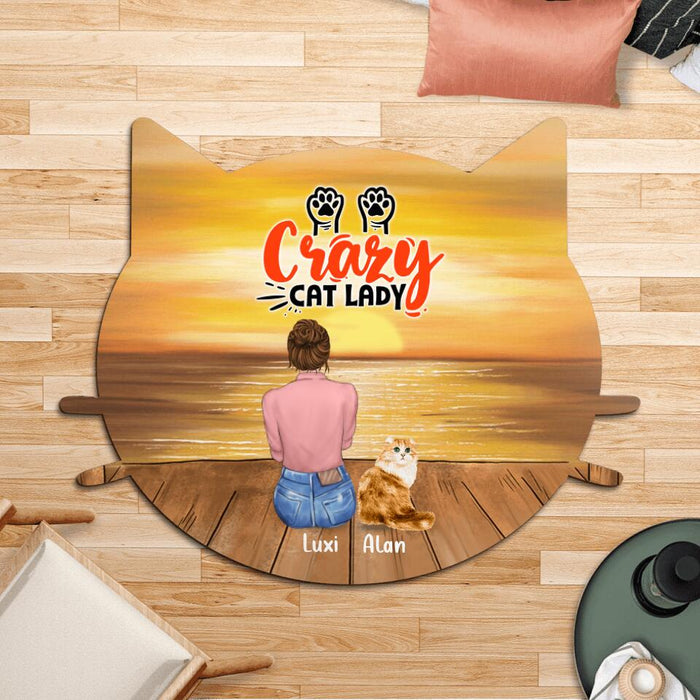 Personalized Cat Mom Rug - Up to 5 Cats - Gift Idea For Cat Lovers - Crazy Cat Lady