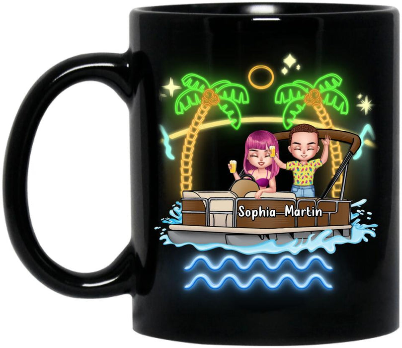 Personalized Pontoon Friends Coffee Mug - Up to 4 People - Gift Idea For Friends/Pontoon Lover - If I'm Drunk It's My Pontoon Friends' Fault