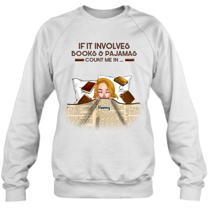 Personalized Stay In Bed With Books And Pets Shirt/Pullover Hoodie - Up to 6 Pets - Gift For Books/Dogs/Cats Lovers - I Just Want To Stay In Bed With My Books