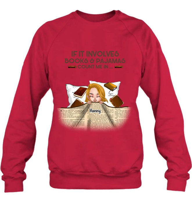 Personalized Stay In Bed With Books And Pets Shirt/Pullover Hoodie - Up to 6 Pets - Gift For Books/Dogs/Cats Lovers - I Just Want To Stay In Bed With My Books