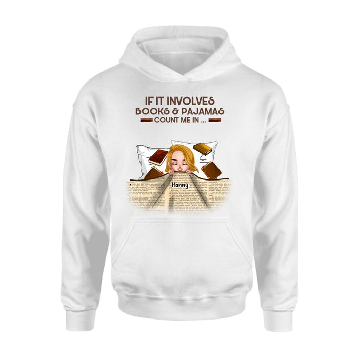 Personalized Stay In Bed With Books And Pets Shirt/Pullover Hoodie - Up to 6 Pets - Gift For Books/Dogs/Cats Lovers - I Just Want To Stay In Bed With My Books