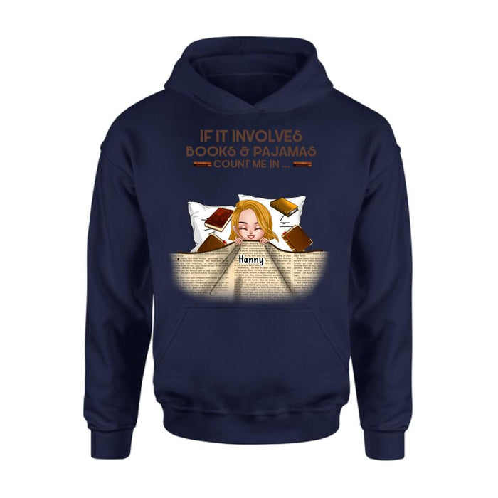 Personalized Stay In Bed With Books And Pets Shirt/Pullover Hoodie - Up to 6 Pets - Gift For Books/Dogs/Cats Lovers - I Just Want To Stay In Bed With My Books
